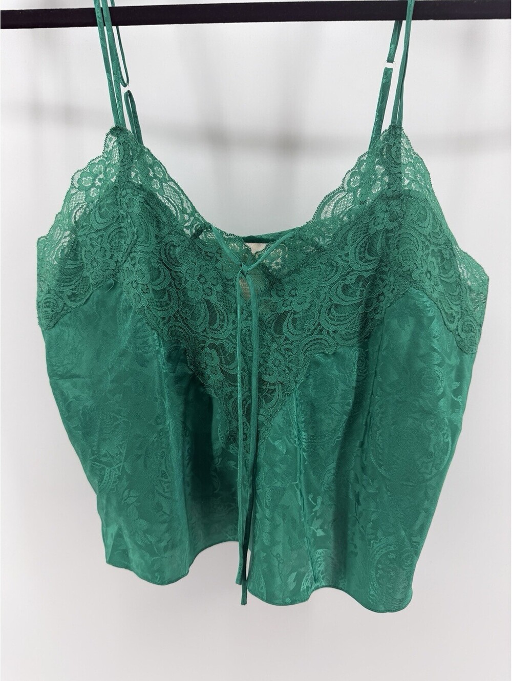 Victoria’s Secret Vintage Gold Label Camisole S Green Lace Satin Lingerie Y2K